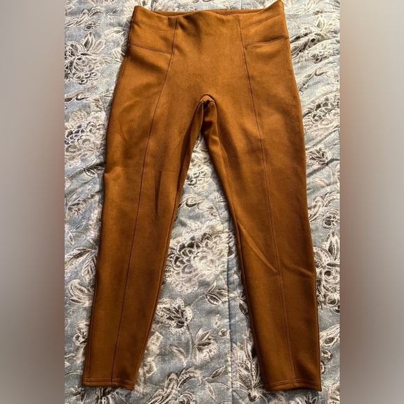 Spanx Faux Suede Rich Caramel Leggings Size XL Shapewear Pants - Picture 4 of 12